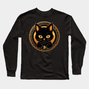 Black Bitcoin CaT Long Sleeve T-Shirt